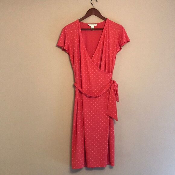 Jones & Co Faux Wrap Polka Dot Dress - Size Medium - Picture 3 of 13